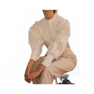 NEW THE FEMM pheme long sleeve blouse in white